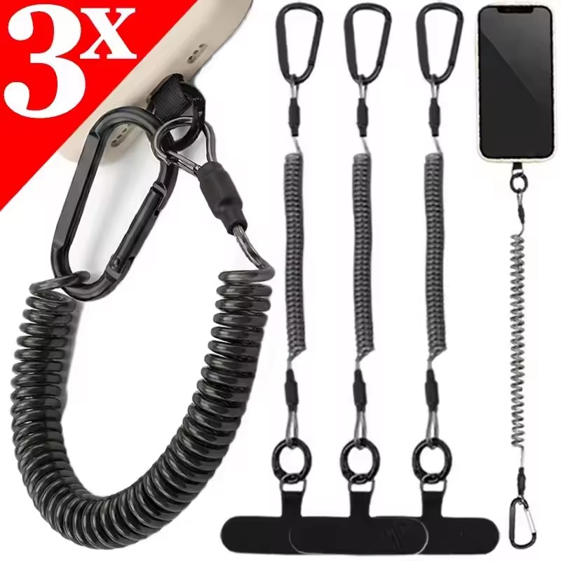 Carabiner Keychain - حبال هاتف مرنة مضادة للفقدان مع